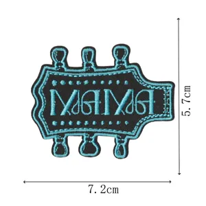Écusson brodé tête de guitare MAMA, joli badge thermocollant pour vêtements, chapeaux, sacs.