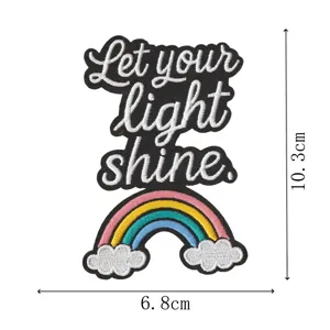 Schwarzer Stickaufnäher mit Regenbogen und Spruch, ideal für Kleidung und Jacken Deko.