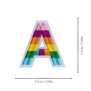 Colorful embroidered letter A patch for clothing decoration, durable fabric badge, 5.2cm size.