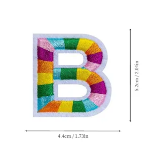 Colorful alphabet letter B embroidery patch iron on badge for clothing, school uniform accessories.