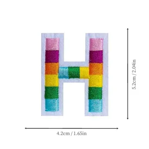 Rainbow embroidered letter H patch DIY colorful cloth badge apparel accessories uniform decor