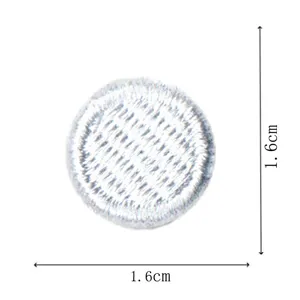 Round classic computer embroidered patch, 1.6cm diameter white fabric badge for clothes.
