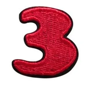 Red number 3 embroidered patch DIY garment accessory iron on patch for clothes hat decor