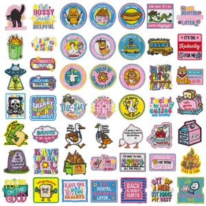 Cartoon Animal Funny Slogan Embroidery Patch DIY Decorative Applique Iron On Badge For Jacket Backpack Clothing