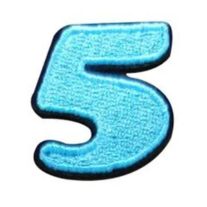 Blue embroidered number 5 patch garment accessory DIY decoration for clothing, hat, and bag.