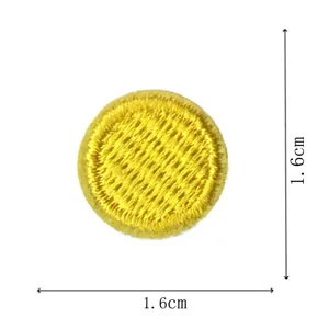 Round yellow embroidered patch clothing badge decorative applique DIY craft accessory 1.6cm