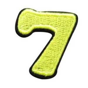 Yellow Number 7 Embroidered Patch DIY Iron on Applique Clothing Accessories Hat Bag Decor