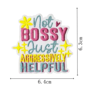Cute funny embroidered patch clothing jacket badge decorative iron on applique 6.4cm