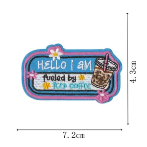 Cute coffee embroidered patch DIY iron on badge for jackets backpacks clothing accessories.