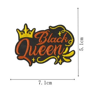 Black Queen embroidered patch crown design DIY clothing decorative iron on badge appliques