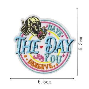 Skull ice cream embroidered patch iron on badge for jacket backpack DIY decorative applique