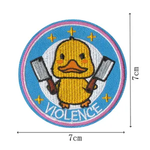 Cute cartoon angry duck embroidered patch iron-on badge for jacket apparel clothing DIY 7cm