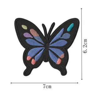 Embroidery butterfly patch, black edge colorful cloth badge for clothing repair 7x6.2cm