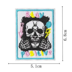 Embroidered skull patch iron on badge cute punk DIY apparel decorative appliques