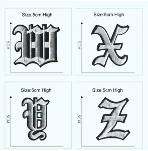 Gotisch alphabet buchstabe aufnäher set, 5cm höhe, zum aufbügeln für kleidung diy.