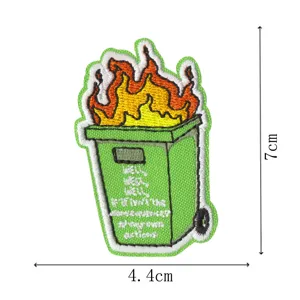 Cute embroidered dumpster fire patch funny quote iron on badge jacket clothing accessory