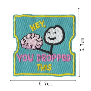 Embroidered patch funny brain stick figure cute badge clothing jacket DIY accessory