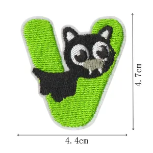 Cute letter V black cat embroidered patch for clothes backpack DIY decorative sewing applique.