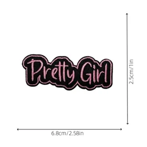 Bestickter Aufnäher mit Pretty Girl Schriftzug Applikation Bügelbild für Kleidung Jacke