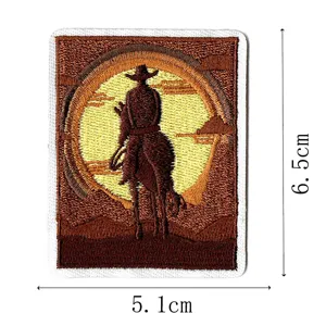 Western cowboy embroidered patch sunset horse badge DIY clothing jacket backpack decor