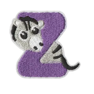 Creative animal letter Z embroidered patch for kids clothing, backpack and DIY decoration.