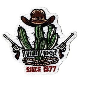 Western cowboy cactus embroidered patch for clothing, jacket, hat, and bag decoration.