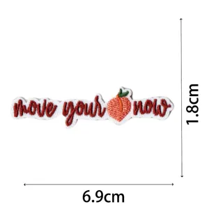 Toppa ricamata testo pesca fai da te vestiti accessorio badge decorativo 6.9x1.8cm