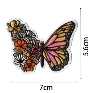 Toppa ricamata farfalla fiori stile bohemien fai da te vestiti giacca patch 7x5.6cm