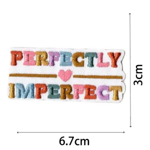 Toppa ricamata frase motivazionale perfettamente imperfetto tessuto fai da te vestiti 6.7x3cm