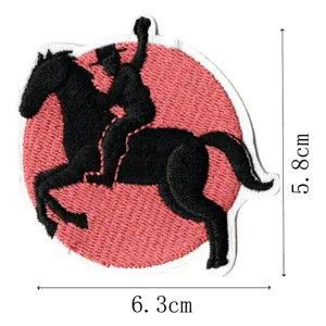 Western cowboy horse embroidered patch decorative badge for clothing hats bags 6.3x5.8cm