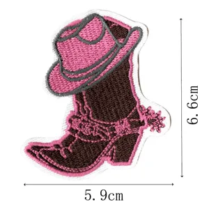 Western cowboy hat and boots embroidered patch for clothing jacket hat decorative badge repair