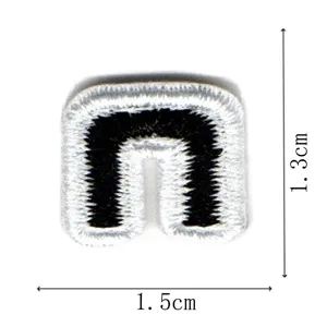 Small black and white embroidered patch appliques DIY clothing badge decoration 1.3x1.5cm