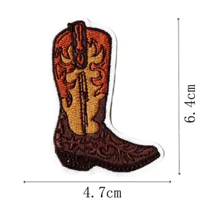 Western cowboy boot embroidered patch DIY jacket hat clothing decorative badge applique