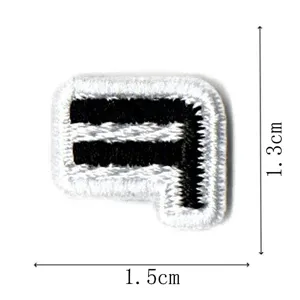 Small black and white embroidered letter patch clothing accessory DIY badge 1.5cm