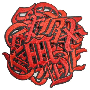 Rote gotische Buchstaben Stickpatches zum Aufbügeln für Kleidung DIY Zubehör Set
