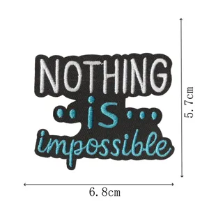 Parche bordado con frase motivacional, dimensiones 6,8x5,7 cm ideal para decorar ropa.