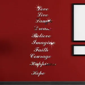Acryl Spiegel Muurstickers Love Live Laugh Engelse Letters Inspirerend Citaat Kunst Decal Voor Trappenhuis Thuis