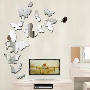 autocollants muraux papillon miroir acrylique 3d decor salon etanche autoadhesif
