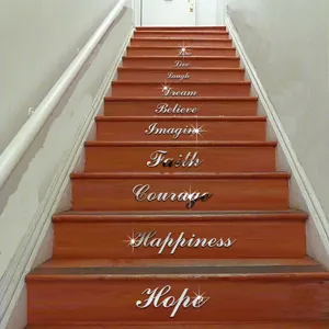 Acryl spiegel engelse letters muursticker voor trap en gang interieur decoratie