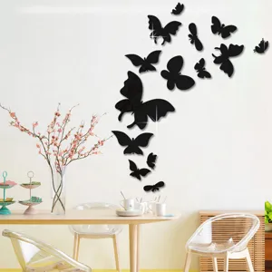 Stickers muraux papillon miroir acrylique 3D, decoration murale impermeable autocollante