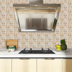 Waterproof mosaic tile stickers for kitchen and bathroom wall decoration, self-adhesive PVC wallpaper.