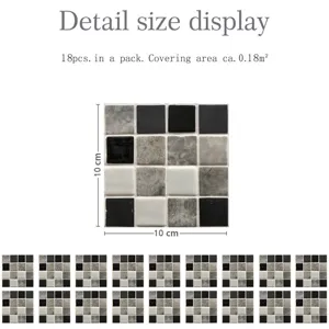 Mosaic tile stickers waterproof self-adhesive wall floor kitchen bathroom 18pcs 10x10cm