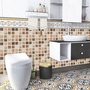 Waterproof mosaic tile stickers for bathroom and kitchen wall and floor decor renovation.