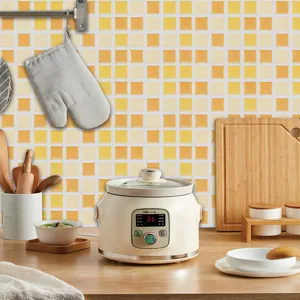 Waterproof mosaic tile sticker for kitchen and bathroom yellow square wall decor sticker