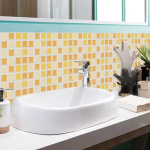 Waterproof yellow mosaic tile sticker for bathroom kitchen wall decor and furniture renovation.