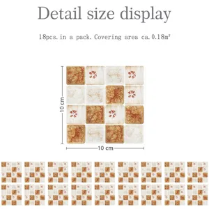 Mosaic tile stickers waterproof self-adhesive wall stickers for kitchen bathroom decor 18pcs