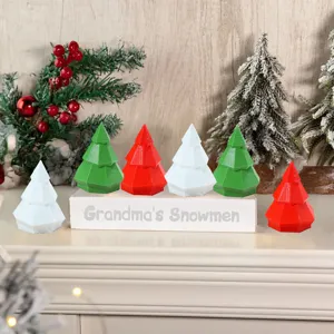 Geometrische 3D kerstboom LED tafelornament, feestelijke woondecoratie details.