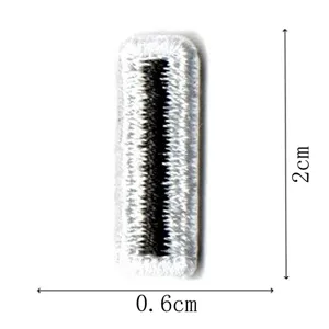 Small black and white letter I embroidery patch for clothing DIY decoration 2x0.6cm
