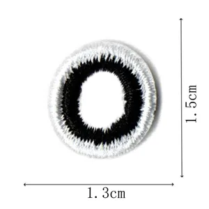 Round black and white embroidered embroidered patch clothing accessory badge applique 1.3x1.5cm