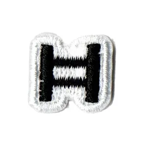 Small black English letter H embroidery patch for clothing accessory badge decoration
